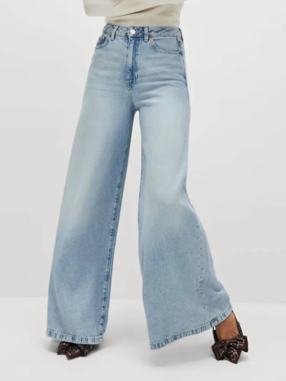 Reformation Cary Live-in Light Blue High-Rise Wide Leg Jeans